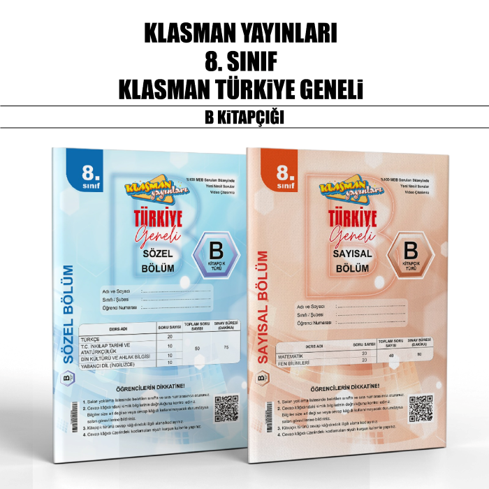 KLASMAN 08.SINIF TÜRKİYE GENELİ SAY/SÖZ 4-B -25-26